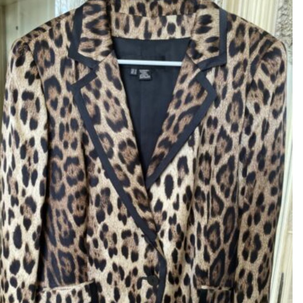 Zara Leopard Print Silk Blazer